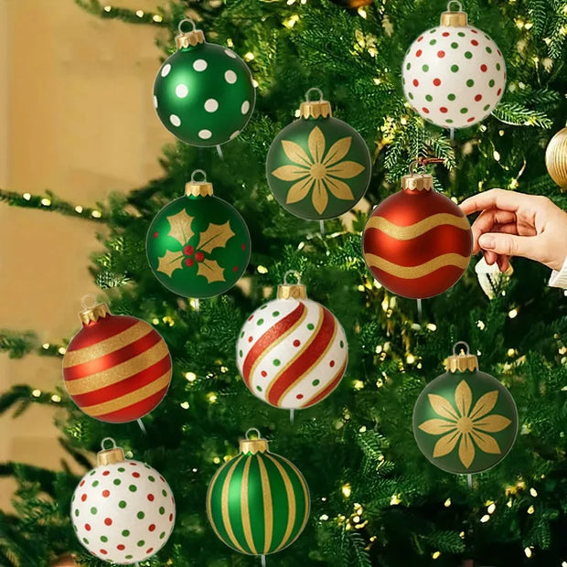 10 Christmas ball-shaped ornaments for decorating trees, made of plastic hollow panels and rods, Christmas decorations