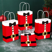 12Pcs Christmas Gift Bags with Santa Claus Suit Prints - Festive Storage Sacks for Party Celebrations and Wrapping