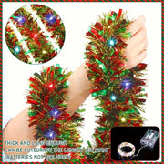 Christmas Tree Shiny Garland Light Christmas Streamers Ornaments Tinsel Garland with Led Lights Shiny Twist Christmas Decor