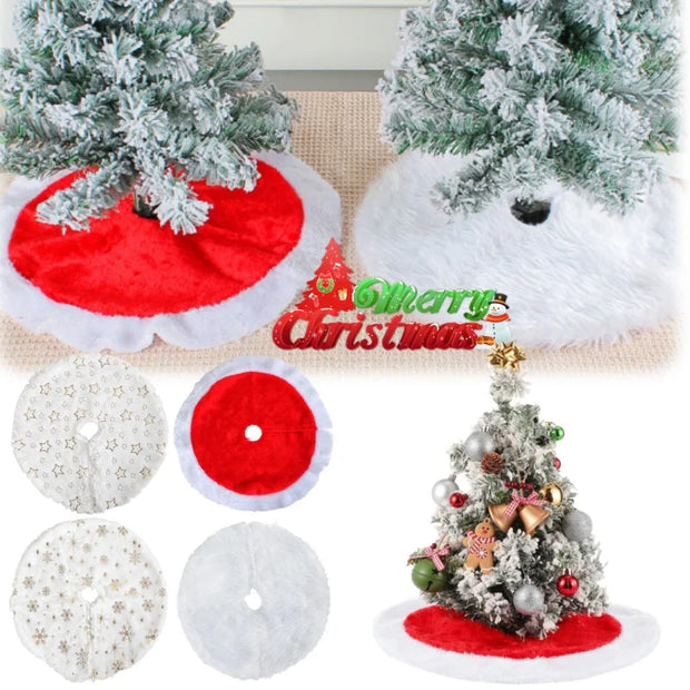 Mini Christmas Tree Skirt Xmas Tree Skirt Miniature Christmas Skirt Decor for Xmas New Year Holiday Party Home Ornaments