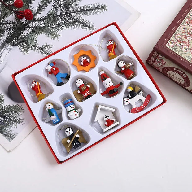 Creative Christmas Tree Decoration Wooden Small Pendant Small Ornaments Boxed Window Props Ornaments Christmas Decorations