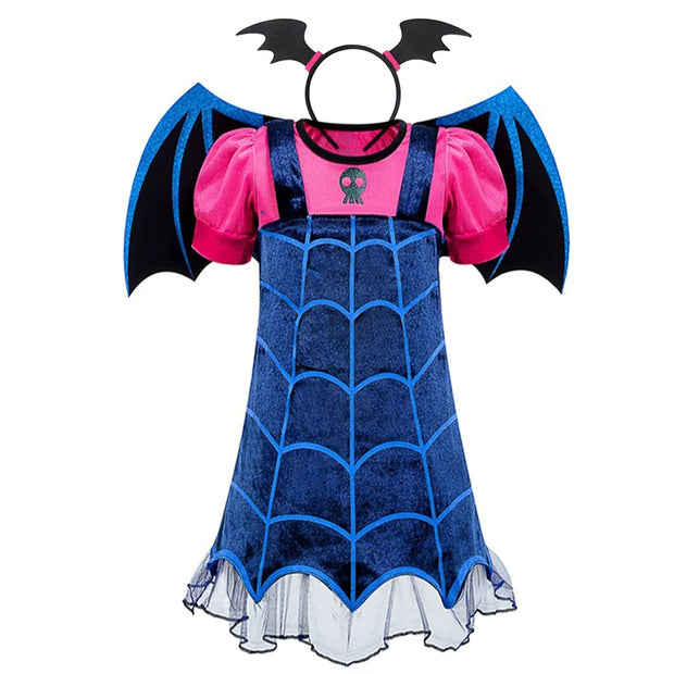 Girls Cosplay Vampirina Princess Dress Kids Charms Dress Up Christmas With Wings Vampire Halloween Costume Child Carnival Party