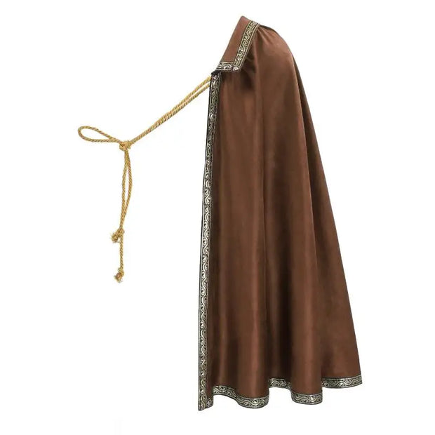 DAZCOS Medieval Tudor Cape Renaissance Cavalier Half Shoulder Shawl Black Hooded Shrug Ranger's Cloak LARP Costume Halloween