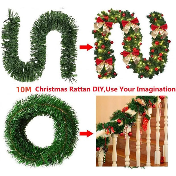 Christmas Garland Decoration,Artificial Pine Garland Decor for Outdoor Indoor Green Greenery Fireplaces Holiday Party Decoration