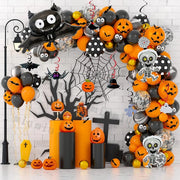 Halloween Bat Balloon Garland Arch Kit Black Orange Ballon 3D Bat Spider Sticker Eye Pumpkin Halloween Party Decoration Supplies