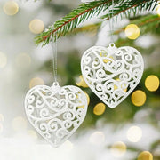 White Christmas Tree Hanging Ornaments Heart Star Bell Shapes Party Decorations Ornament for Christmas Winter Holiday New Year