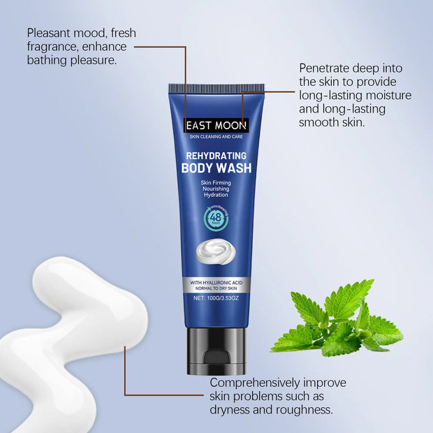 Hyaluronic Men Shower Gel Long Lasting Fragrance Improve Brighten Deep Moisturize Refresh Skin Help Exfoliator Body Wash Lotion