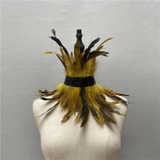 Gothic Victorian Natural Feather Choker Neck Wrap Collar For Halloween Cosplay Accessories