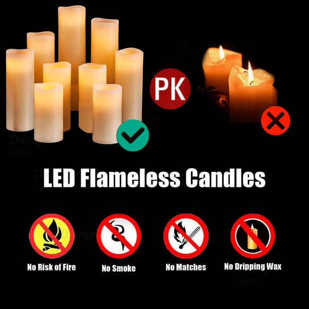 9-180pcs LED Candles with Flickering Flameless Candles Battery Operated Pillar Candles Wedding Decoration Candlelight Christmas