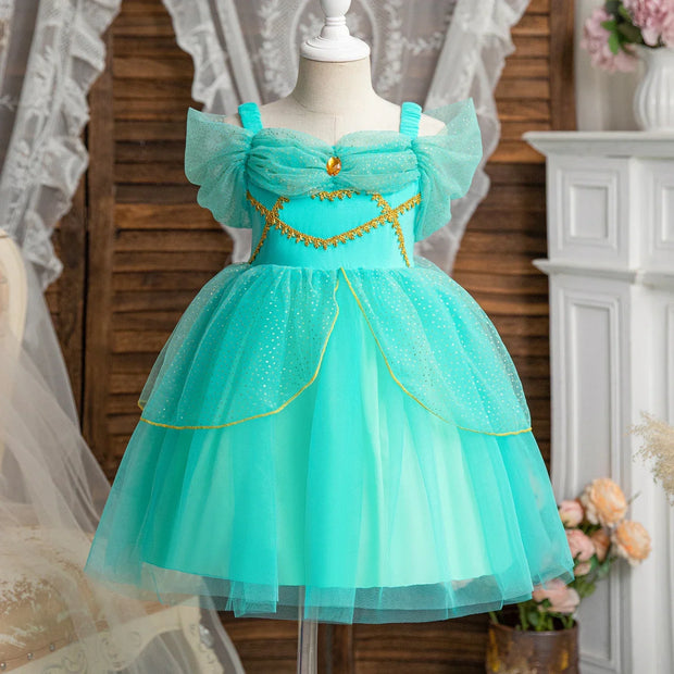 Jasmine Costume for Kids Girl Fancy Birthday Party Gown Princess Dress Carnival Children Clothing 2024 New Halloween Disguise