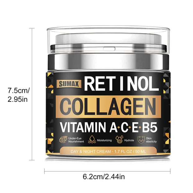 Retinol Collagen Face Cream Skincare Smooth Wrinkles  Moisturizing Brightening Hydrating Firming Facial Face Men Women Cosmetics