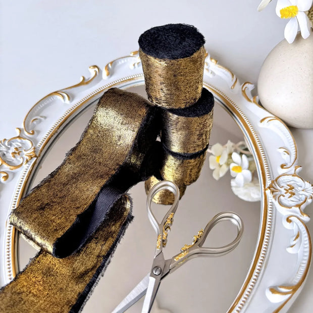 Wired Iridescent Craft Ribbon Lace Chiffon Silk 리본 Wedding Christmas Decoration Hand Torn Raw Edge Bouquet Bridal Gift Packaging