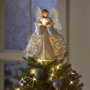 Angel Tree Topper Pendant Christmas Angel Decoration with Lights Glowing Angel Wings Figurine for Xmas Holiday Party Decoration