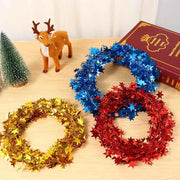 Sparkly Star String Christmas Tree Decorations Tinsel Garlands with Wire Xmas Tree Party New Year DIY Decor Festival Ornament