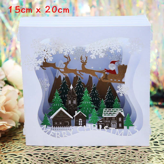 3D Pop UP Santa Cards Marry Christmas Greeting Cards Party Invitations Gifts New Year Greeting Card Anniversary Gifts Postcard