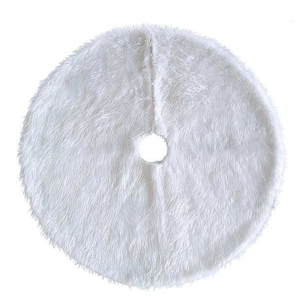 78/90Cm Christmas Tree Skirt White Plush Christmas Tree Foot Carpet Snowflake Faux Fur Christmas Tree Base Cover Decoration Home