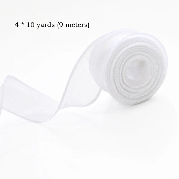 10Yards/Roll Chiffon Silk Ribbon Organza Satin For DIY Craft Gift Wrapping Decoration Wedding Bouquets Wreath Sewing Supplies