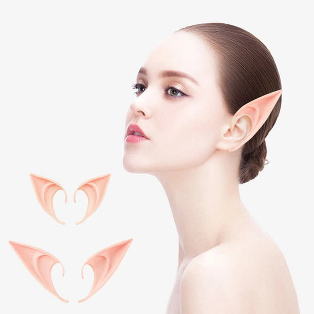 1 Pair Latex Masquerade Accessories Elf Ear Soft Pointed Ear Tips Anime Party Dress Up Costume for Women Kids Halloween Costume