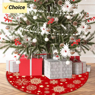 35.4inch Christmas Tree Skirts Snowflake Pattern Xmas Tree Bottom Decor Mat Christmas Tree Decoration Indoor Outdoor Decor