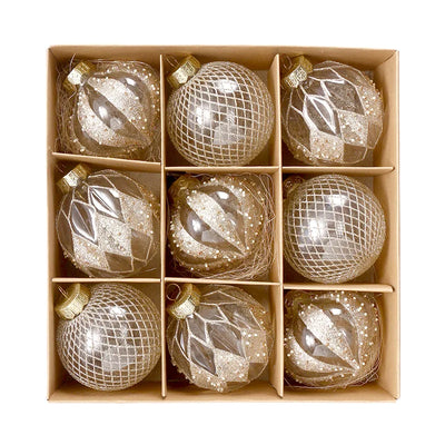 9PCS/8CM Christmas Ball Decorative Supplies Exquisite Painted Christmas Tree Pendant Ornament Home New Year Party Decoration