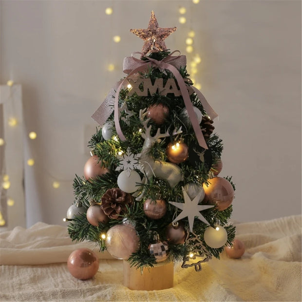 Light Up Small Artificial Christmas Tree, Decorated with Ornament for Home, Festive Ornament Durable and non-toxic PVC