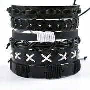Fashion Bracelet Viking  Bracelet For Men Hand Bracelets Woven Skull Hand Jewelry Adjustable Leather Set viking man bracelet