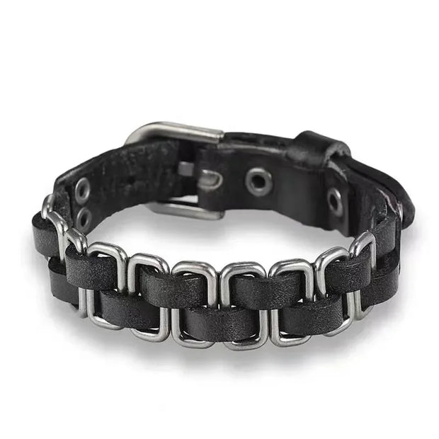 Hip Hop Rock PU Leather Bracelet Men and Women Punk Spikes Rivets Skull Heart Cross Creative Party Bracelet Jewelry Accessories