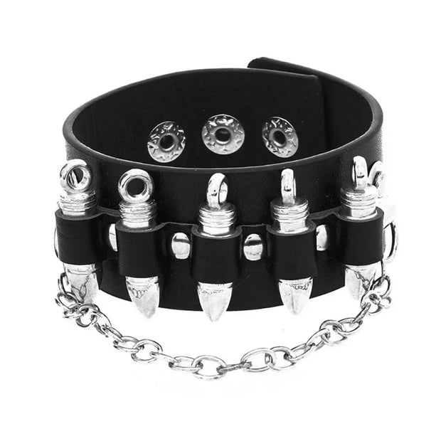 Hip Hop Rock PU Leather Bracelet Men and Women Punk Spikes Rivets Skull Heart Cross Creative Party Bracelet Jewelry Accessories