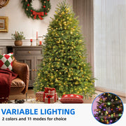 TAUS 6ft 7.5ft Prelit Artificial Christmas Tree w/ 2 Light Color & 8 to 11 Modes