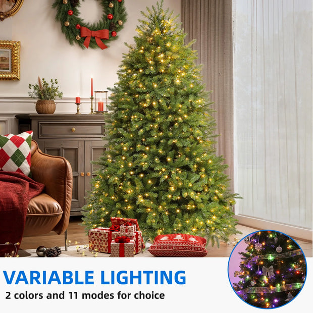 TAUS 6ft 7.5ft Prelit Artificial Christmas Tree w/ 2 Light Color & 8 to 11 Modes