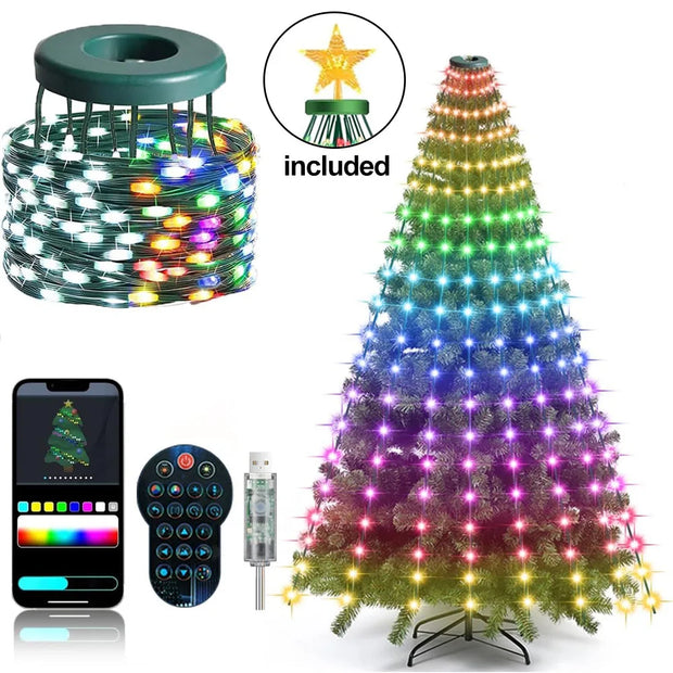 2025 NEW Christmas Decorations Christmas Tree Led Lights String Application DIY Image LED RGB IC Fairy Lights Bluetooth Control
