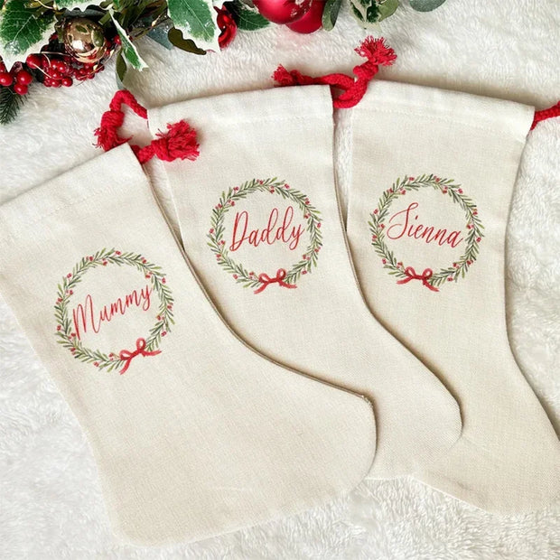 personalised Custom Santa sack Christmas stocking Merry Xmas eve Decoration family Children kid boy girl gift Present Toy Bag