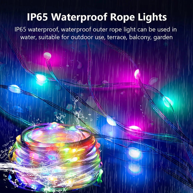 USB Christmas Tree Decorative Lights LED Fairy Light String RGBIC WS2812B String Lights Party Christmas Lights Wedding Decoratio