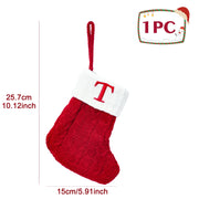 Christmas Socks Knitting Snowflake Letter Stocking Christmas Decoration For Home 2024 Xmas Tree Ornament Gift Navidad Natal 2024