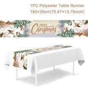 Christmas Table Runner Cloth Merry Christmas Table Decor for Home 2024 Tablecloth Xmas Ornament Navidad Natal New Year Gift 2025