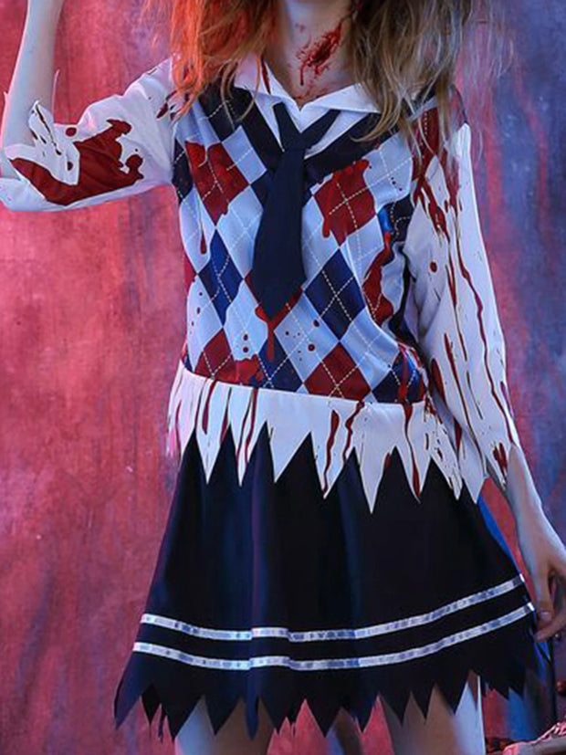 Women Halloween Costume Gothic Lace Dress with Veil and Gloves Vampire Cosplay Outfit Masquerade Party Dress