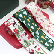 63mm Red Green Christmas Burlap Jute Ribbon Roll Wired Edge Wedding Decoration Gift Packing DIY Sewing Accessories Webbing