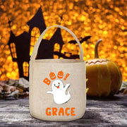 Personalized Trick or Treat Bag Halloween Spooky Ghost Candy Bucket Gift for Kid Cute Boo Basket Funny Party Decoration Supplies