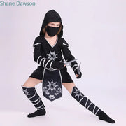 Boys Girls Ninja Cosplay Costume for Kids Anime Samurai Costume Kung Fu Dragon Ninja Jumpsuit With Weapon Outfit Party Halloween