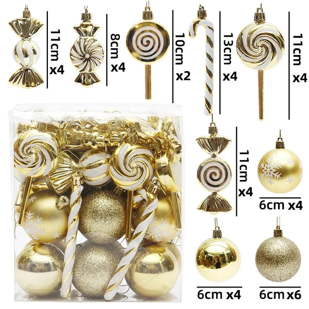 29/36/40pcs Champagne Special-shaped Christmas Ball Ornaments Christmas Tree Party Decoration New Year Christmas Spheres Pendant