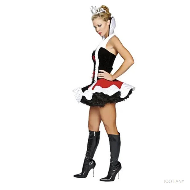 Halloween Adult Women's Queen of Hearts Cosplay Costume Masquerade Vampire Poker Princess Witch Demon Stage Fancy Dress Costume