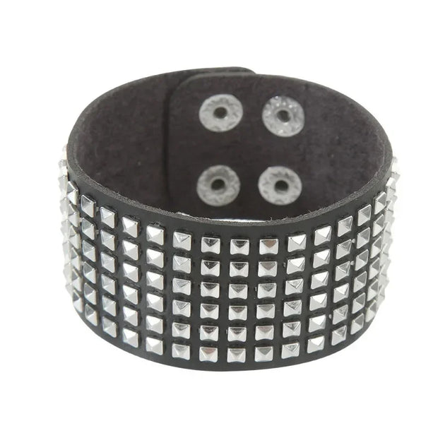 Hip Hop Rock PU Leather Bracelet Men and Women Punk Spikes Rivets Skull Heart Cross Creative Party Bracelet Jewelry Accessories