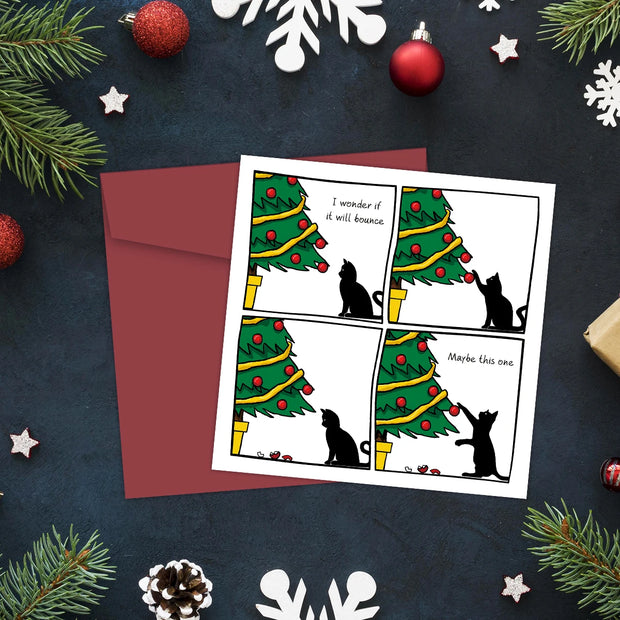 1PC Funny Cat Christmas Card for Cat Lover,Humorous Christmas Greeting Card for Friends Husband Wife,Naughty Cat Christmas Gifts