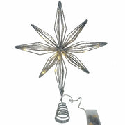 20-Lights Christmas Star Tree Topper Multi-Pointed Pre-lit Glittered Snowflake Treetop Lighted Xmas Treetop for Home Decorations