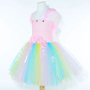 Pastel Flower Fairy Tutu Dress Costume for Girls Birthday Party Princess Dress Kids Halloween Carnival Butterfly Dress Up Outfit