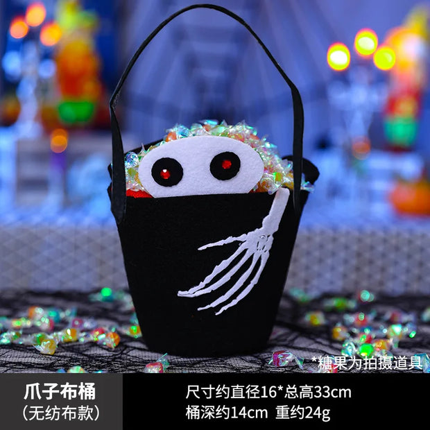 Halloween Theme Candy Bucket Bag Portable Candy Basket Kids Trick or Treat Bucket Halloween Party Decoration Supplies