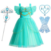 Jasmine Costume for Kids Girl Fancy Birthday Party Gown Princess Dress Carnival Children Clothing 2024 New Halloween Disguise
