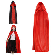 Unisex Child Adult Halloween Black Red Reversible Hooded Cloak Vampire Capes Party Costumes