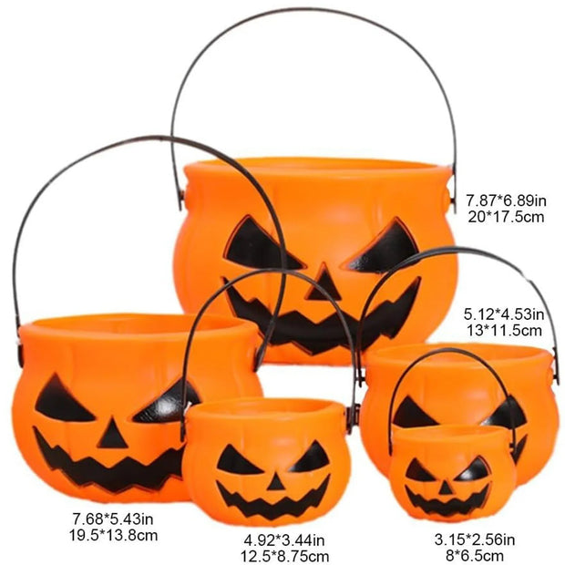 Popular Halloween Pumpkin Bucket Candy Bucket Kids Candy Trick Or Treat Prop Halloween Party Decoration Prop Supplies 5PCS