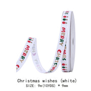 10 Yards/Roll Christmas Series Ribbon Festive Atmosphere Tree Decoration Xmas Gifts Packaging DIY Handmade material Cake Baking